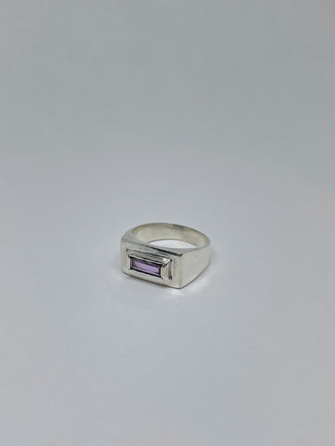 Rectangular Ring with Amethyst